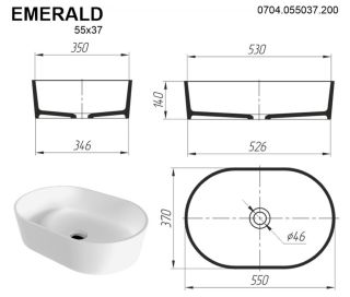Раковина Whitecross Emerald 0704.055037.200 55см белый матовый